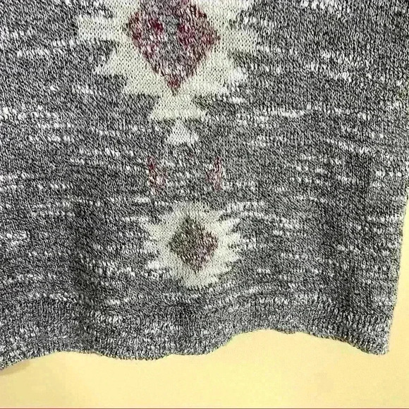 Hollister Boho Gray Cotton Blend Knit Aztec Boat Neck Pullover Sweater Size XS - Picture 4 of 14